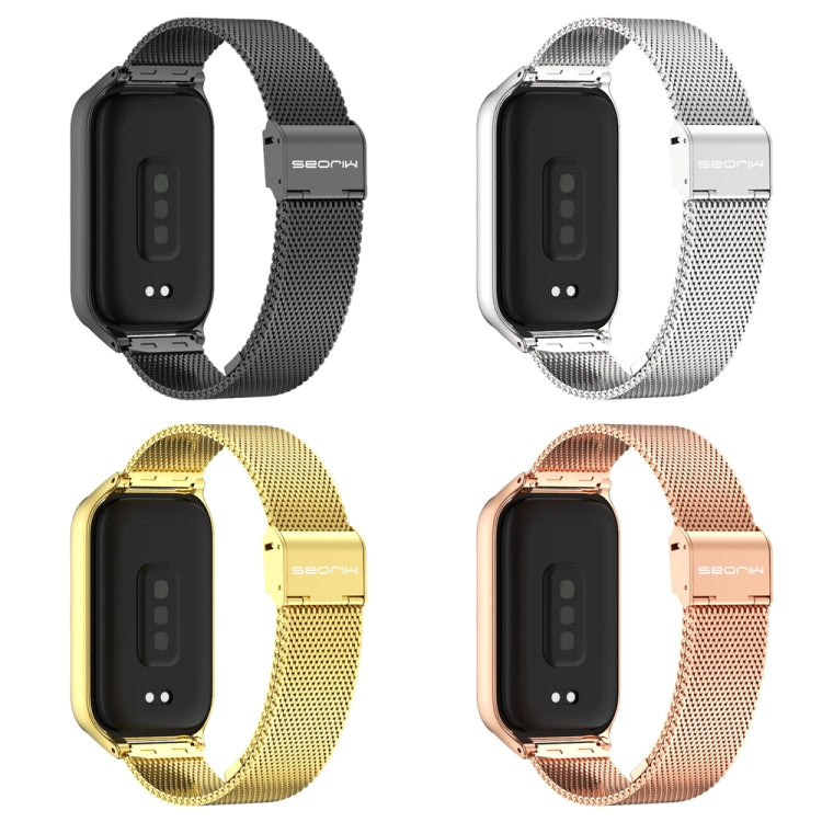 For Xiaomi Smart Band 9 Active / Redmi Band 3 Mijobs Metal Shell Milan Buckle Watch Band(Silver)