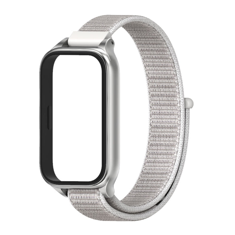 For Xiaomi Smart Band 9 Active / Redmi Band 3 Mijobs Metal Shell Nylon Loop Watch Band(Sea Shell Silver)