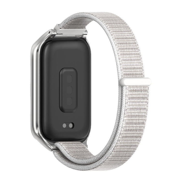 For Xiaomi Smart Band 9 Active / Redmi Band 3 Mijobs Metal Shell Nylon Loop Watch Band(Sea Shell Silver)