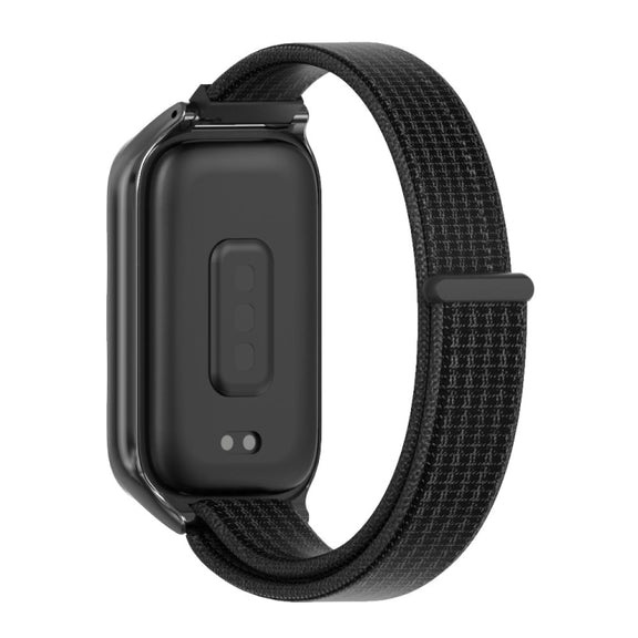 For Xiaomi Smart Band 9 Active / Redmi Band 3 Mijobs Metal Shell Nylon Loop Watch Band(Black)