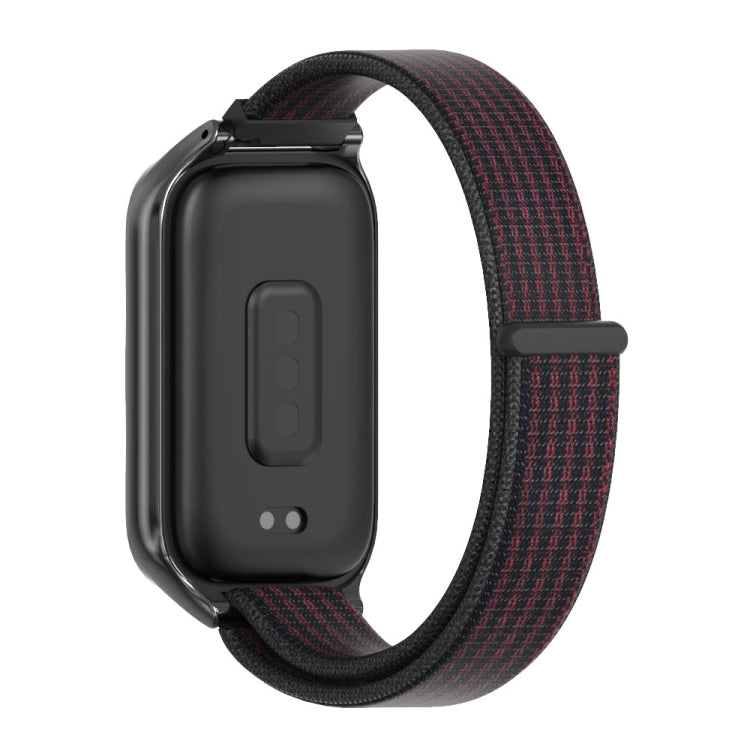 For Xiaomi Smart Band 9 Active / Redmi Band 3 Mijobs Metal Shell Nylon Loop Watch Band(Black Red)