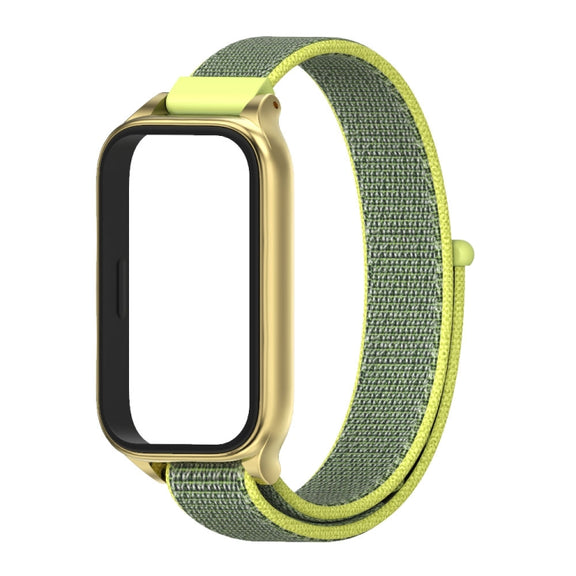 For Xiaomi Smart Band 9 Active / Redmi Band 3 Mijobs Metal Shell Nylon Loop Watch Band(Bright Yellow Gold)