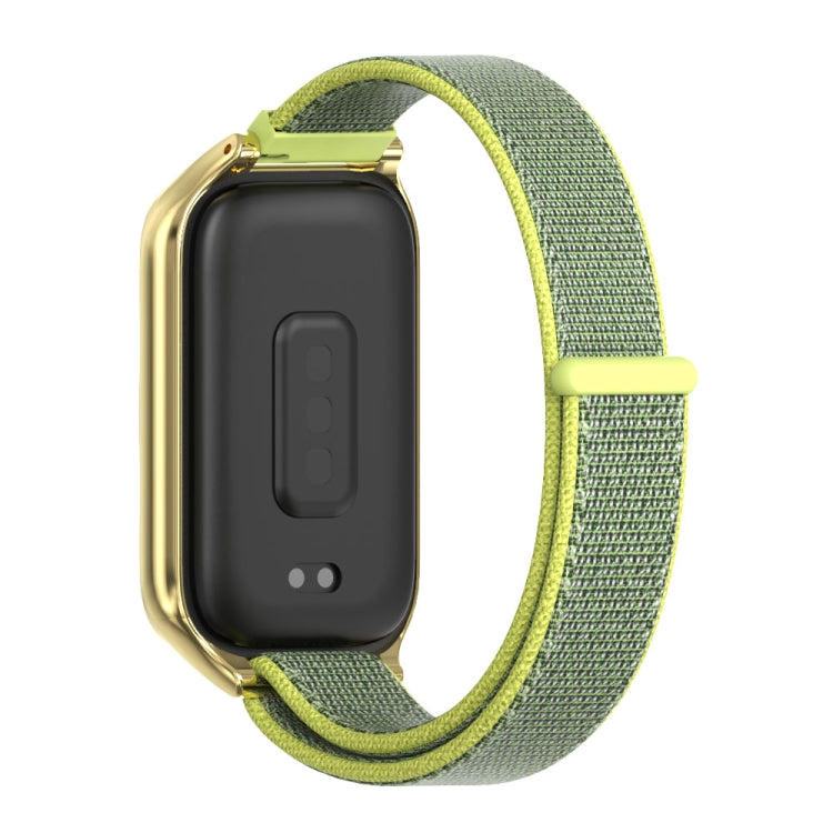 For Xiaomi Smart Band 9 Active / Redmi Band 3 Mijobs Metal Shell Nylon Loop Watch Band(Bright Yellow Gold)