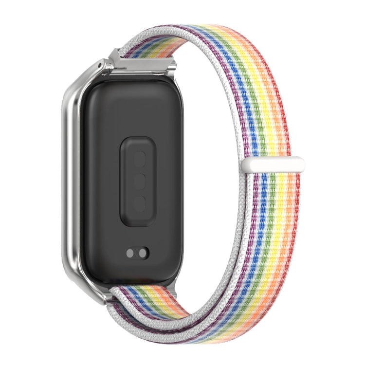 For Xiaomi Smart Band 9 Active / Redmi Band 3 Mijobs Metal Shell Nylon Loop Watch Band(Colorful Silver)
