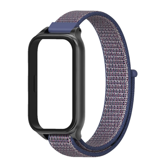 For Xiaomi Smart Band 9 Active / Redmi Band 3 Mijobs Metal Shell Nylon Loop Watch Band(Midnight Blue Black)