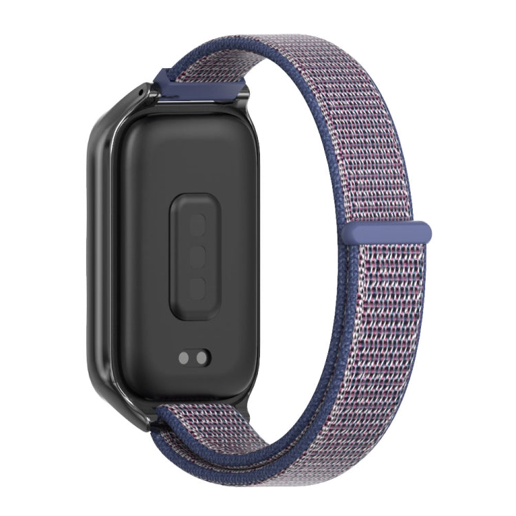 For Xiaomi Smart Band 9 Active / Redmi Band 3 Mijobs Metal Shell Nylon Loop Watch Band(Midnight Blue Black)