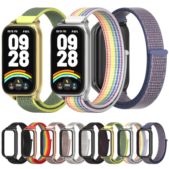 For Xiaomi Smart Band 9 Active / Redmi Band 3 Mijobs Metal Shell Nylon Loop Watch Band(Black)