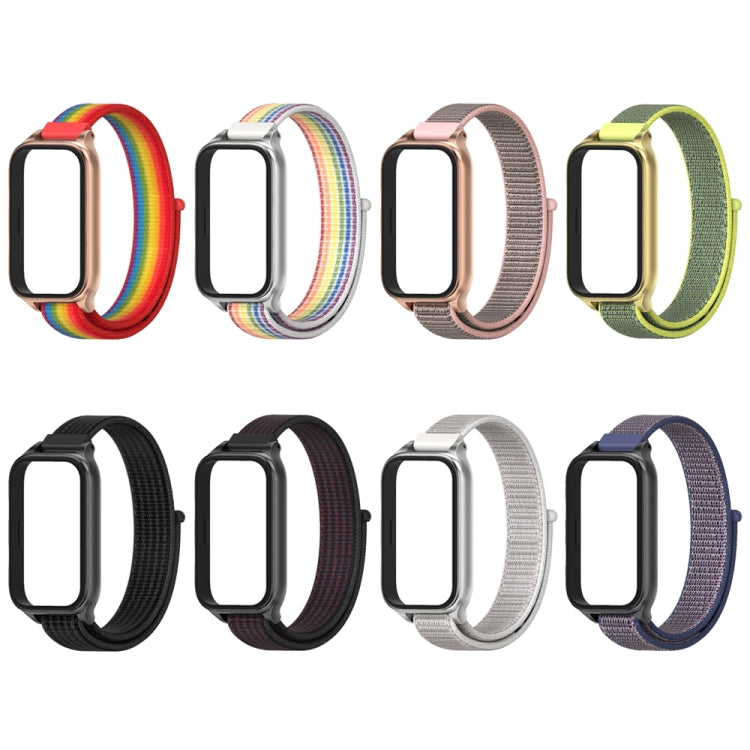 For Xiaomi Smart Band 9 Active / Redmi Band 3 Mijobs Metal Shell Nylon Loop Watch Band(Sea Shell Silver)
