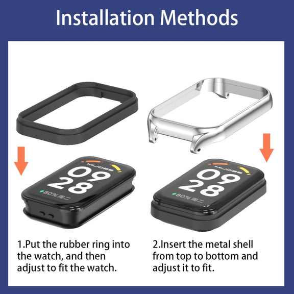 For Xiaomi Smart Band 9 Active / Redmi Band 3 Mijobs Metal Shell Nylon Loop Watch Band(Midnight Blue Black)