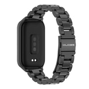For Xiaomi Smart Band 9 Active / Redmi Band 3 Mijobs Metal Shell Three-Bead Stainless Steel Watch Band(Black)