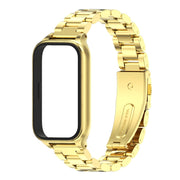 For Xiaomi Smart Band 9 Active / Redmi Band 3 Mijobs Metal Shell Three-Bead Stainless Steel Watch Band(Gold)