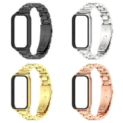 For Xiaomi Smart Band 9 Active / Redmi Band 3 Mijobs Metal Shell Three-Bead Stainless Steel Watch Band(Gold)