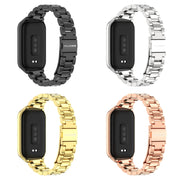 For Xiaomi Smart Band 9 Active / Redmi Band 3 Mijobs Metal Shell Three-Bead Stainless Steel Watch Band(Gold)