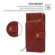 For Samsung Galaxy S25 5G Zipper Bag Leather Phone Case(Brown)