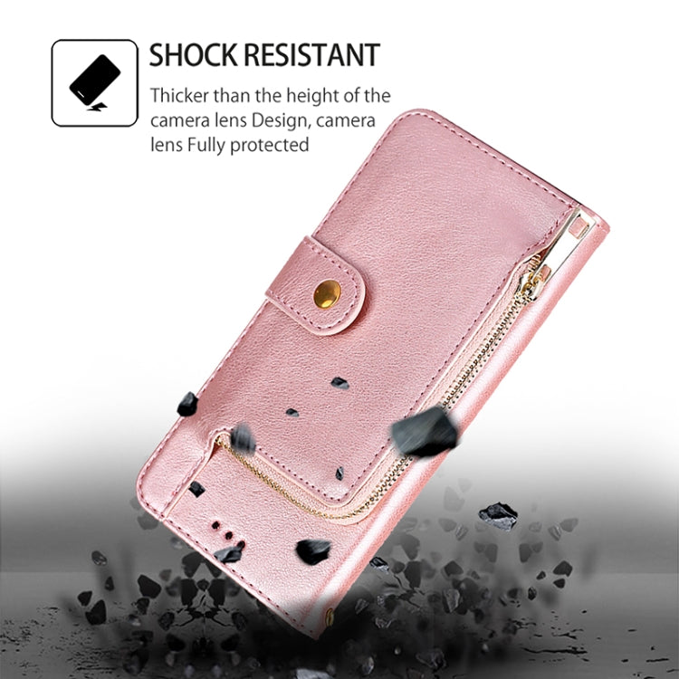 For Samsung Galaxy S25 5G Zipper Bag Leather Phone Case(Rose Gold)