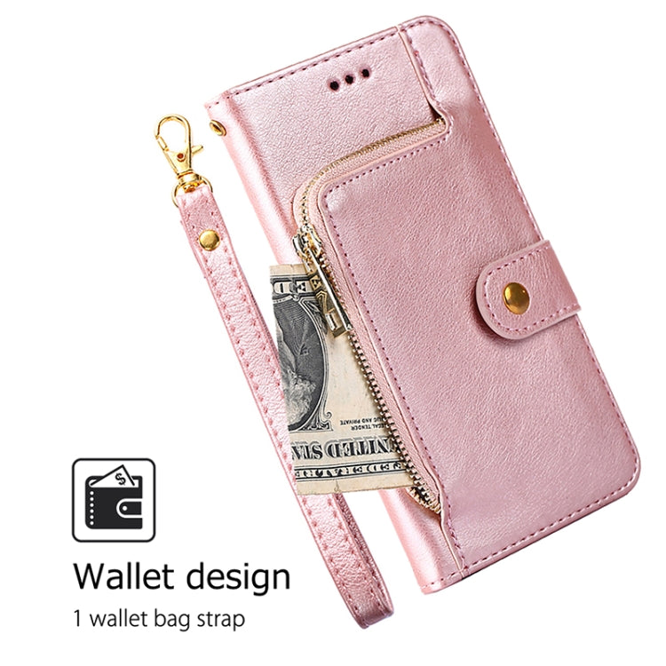 For Samsung Galaxy S25 5G Zipper Bag Leather Phone Case(Rose Gold)