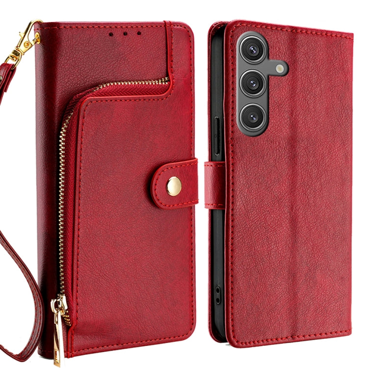 For Samsung Galaxy S25+ 5G Zipper Bag Leather Phone Case(Red)