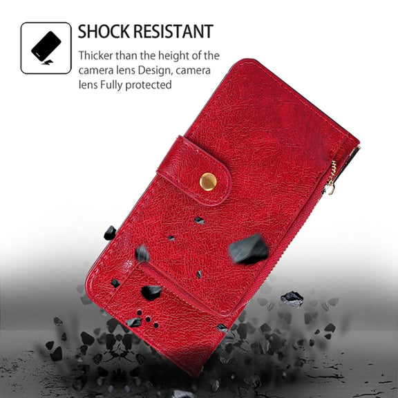 For Samsung Galaxy S25+ 5G Zipper Bag Leather Phone Case(Red)