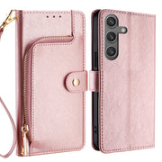 For Samsung Galaxy S25+ 5G Zipper Bag Leather Phone Case(Rose Gold)