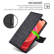 For Samsung Galaxy S25 5G Skin Feel Crocodile Magnetic Clasp Leather Phone Case(Black)