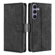 For Samsung Galaxy S25+ 5G Skin Feel Crocodile Magnetic Clasp Leather Phone Case(Black) - Galaxy S25+ 5G Tempered Glass by PMC Jewellery | Online Shopping South Africa | PMC Jewellery | Buy Now Pay Later Mobicred