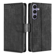 For Samsung Galaxy S25+ 5G Skin Feel Crocodile Magnetic Clasp Leather Phone Case(Black)