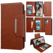 For Samsung Galaxy S25 Ultra 5G Multifunctional 7-Card Wallet Leather Phone Case(Brown)