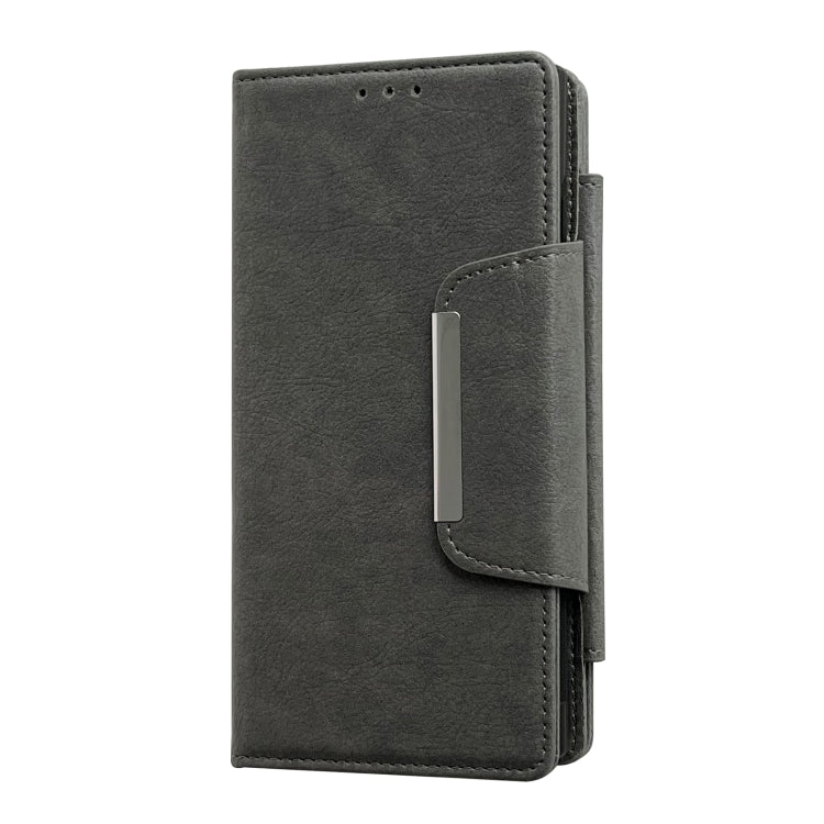 For Samsung Galaxy S25+ 5G Multifunctional 7-Card Wallet Leather Phone Case(Grey)