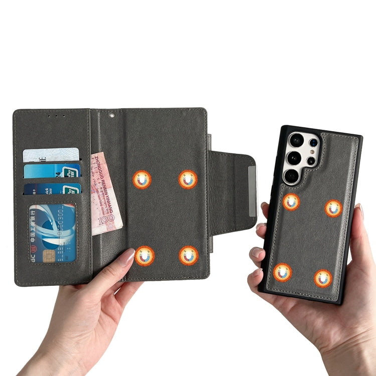 For Samsung Galaxy S25+ 5G Multifunctional 7-Card Wallet Leather Phone Case(Grey)