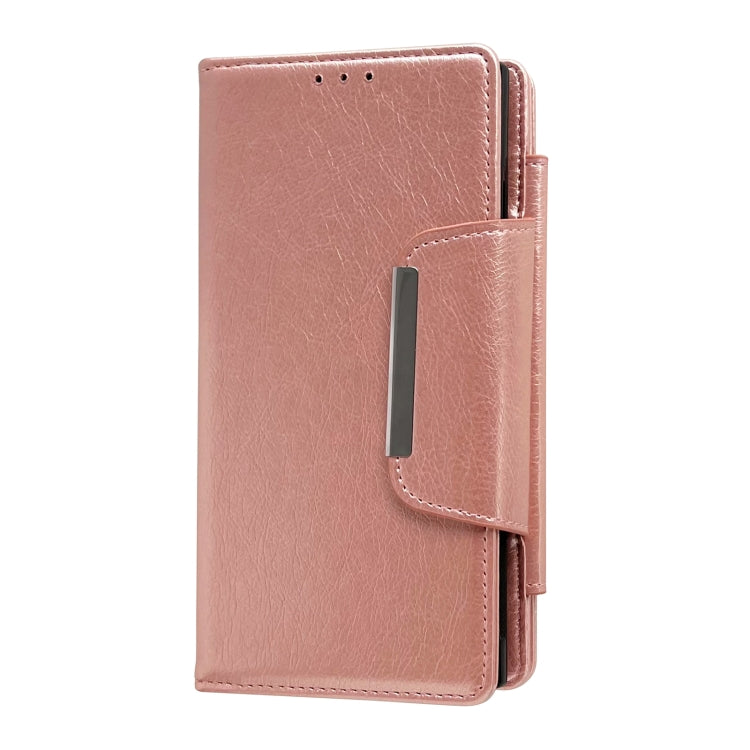 For Samsung Galaxy S25+ 5G Multifunctional 7-Card Wallet Leather Phone Case(Rose Gold)