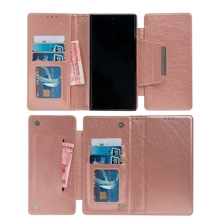 For Samsung Galaxy S25+ 5G Multifunctional 7-Card Wallet Leather Phone Case(Rose Gold)