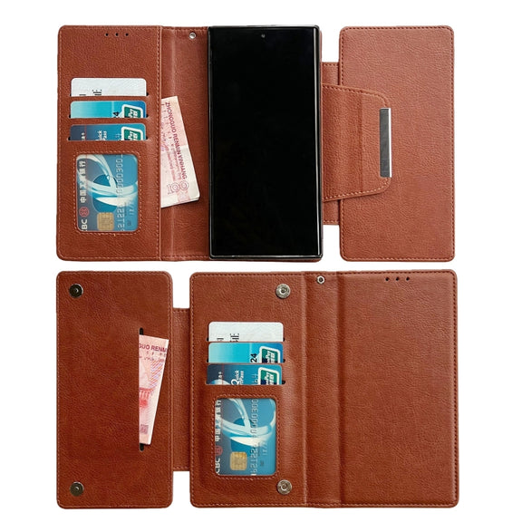 For Samsung Galaxy S25+ 5G Multifunctional 7-Card Wallet Leather Phone Case(Brown)