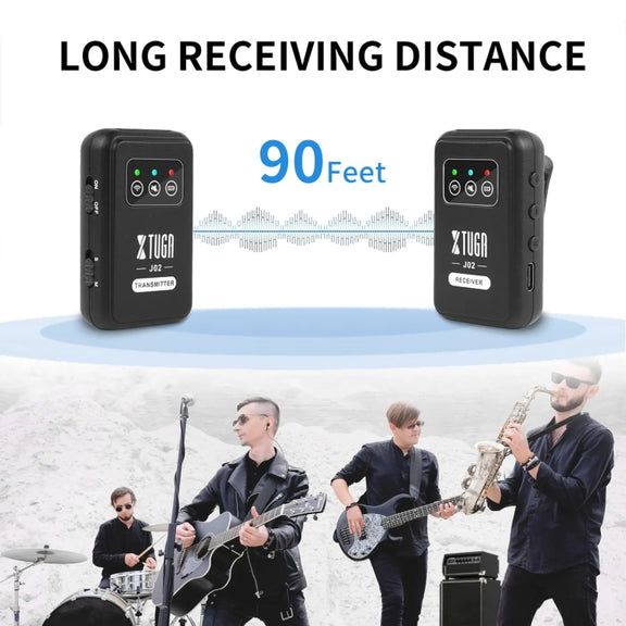 XTUGA J02 2.4G Stereo Wireless In-Ear Mini Monitor System with Transmitter & Receiver(Black)
