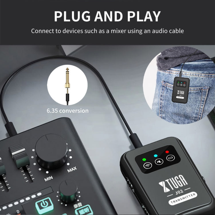 XTUGA J02 2.4G Stereo Wireless In-Ear Mini Monitor System with Transmitter & Receiver(Black)