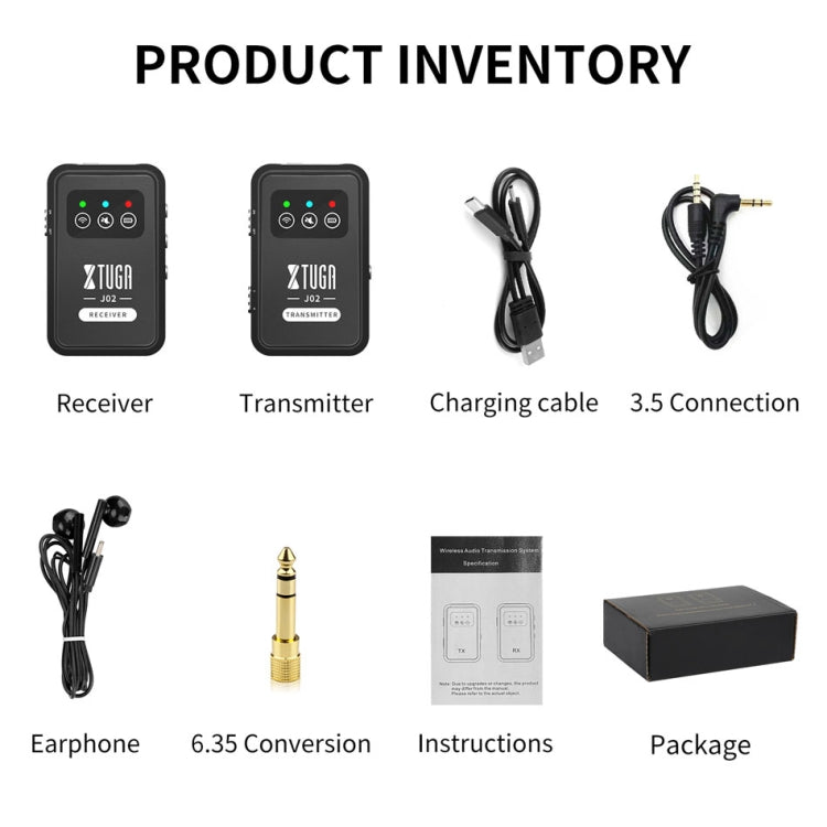 XTUGA J02 2.4G Stereo Wireless In-Ear Mini Monitor System with Transmitter & Receiver(Black)