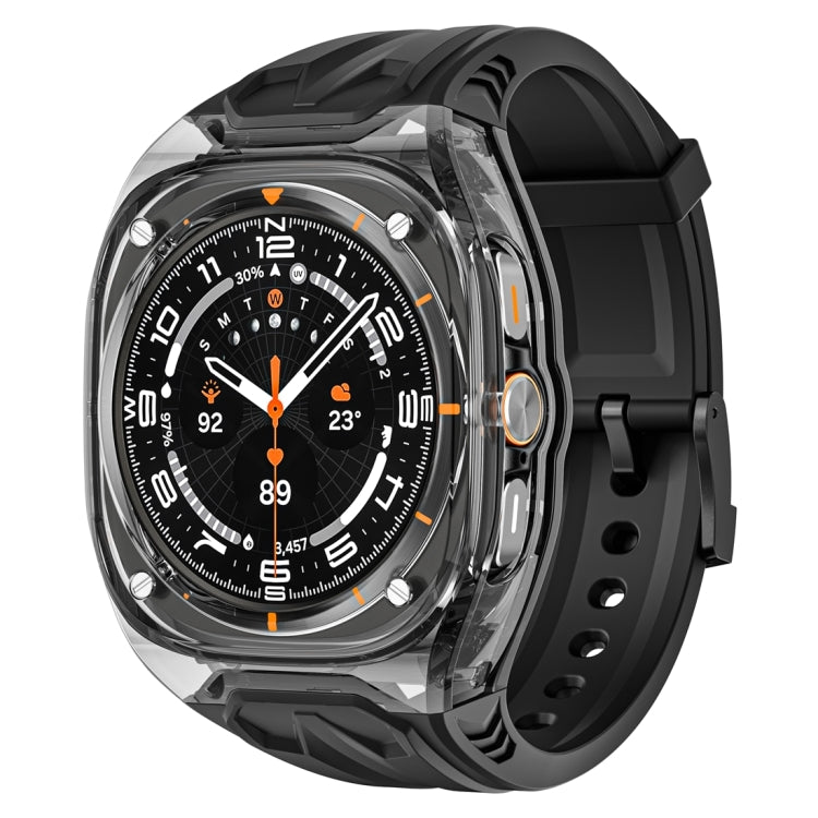 For Samsung Galaxy Watch Ultra 47mm Modified PC Hybrid TPU Watch Case Band(Black Clear Black)