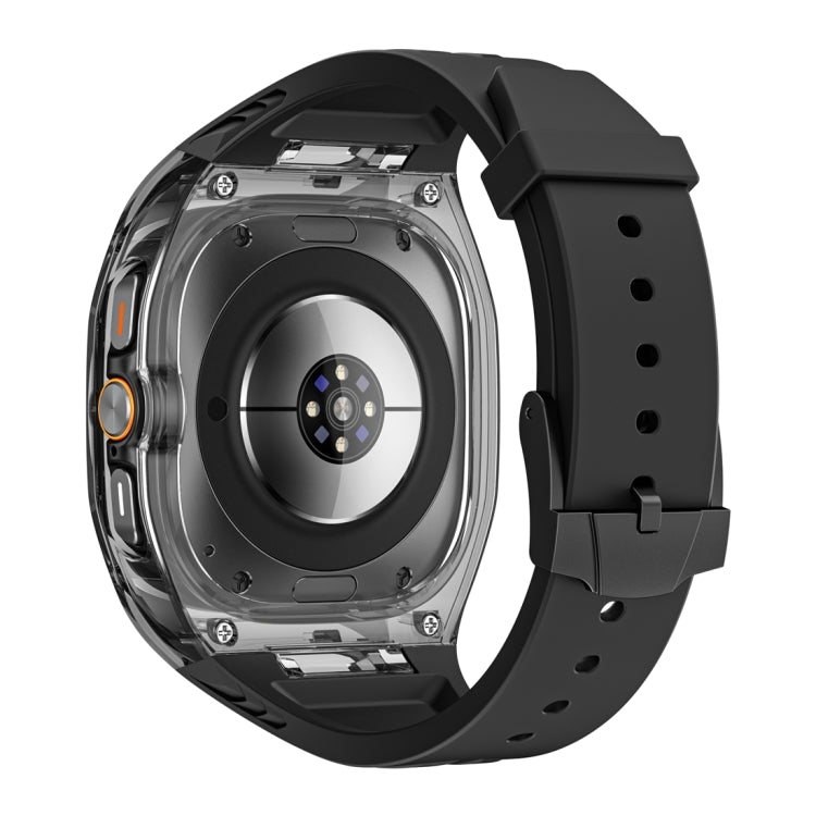 For Samsung Galaxy Watch Ultra 47mm Modified PC Hybrid TPU Watch Case Band(Black Clear Black)