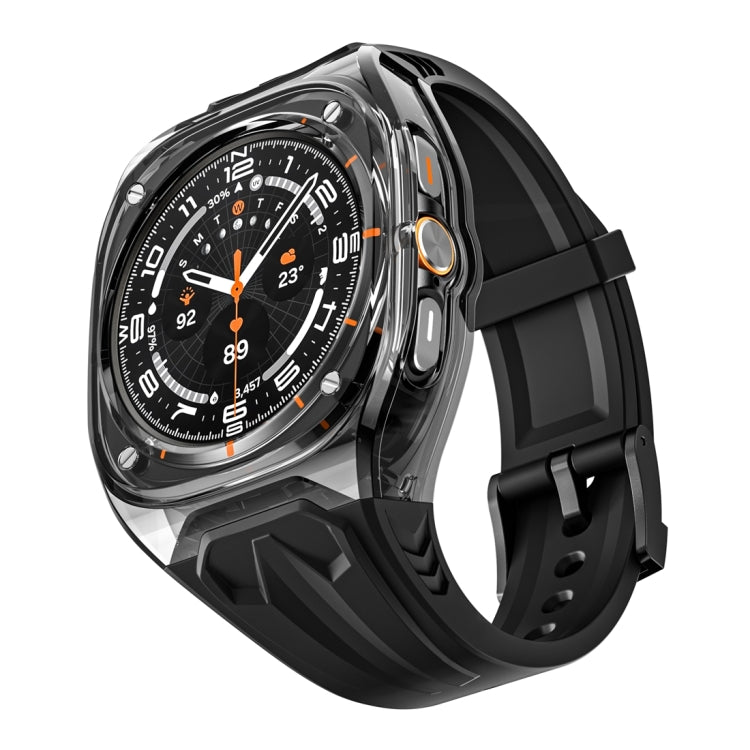 For Samsung Galaxy Watch Ultra 47mm Modified PC Hybrid TPU Watch Case Band(Black Clear Black)