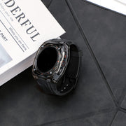 For Samsung Galaxy Watch Ultra 47mm Modified PC Hybrid TPU Watch Case Band(Black Clear Black)