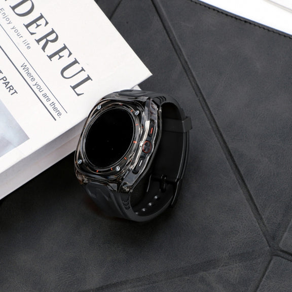 For Samsung Galaxy Watch Ultra 47mm Modified PC Hybrid TPU Watch Case Band(Black Clear Black)
