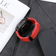 For Samsung Galaxy Watch Ultra 47mm Modified PC Hybrid TPU Watch Case Band(Red Clear Black)