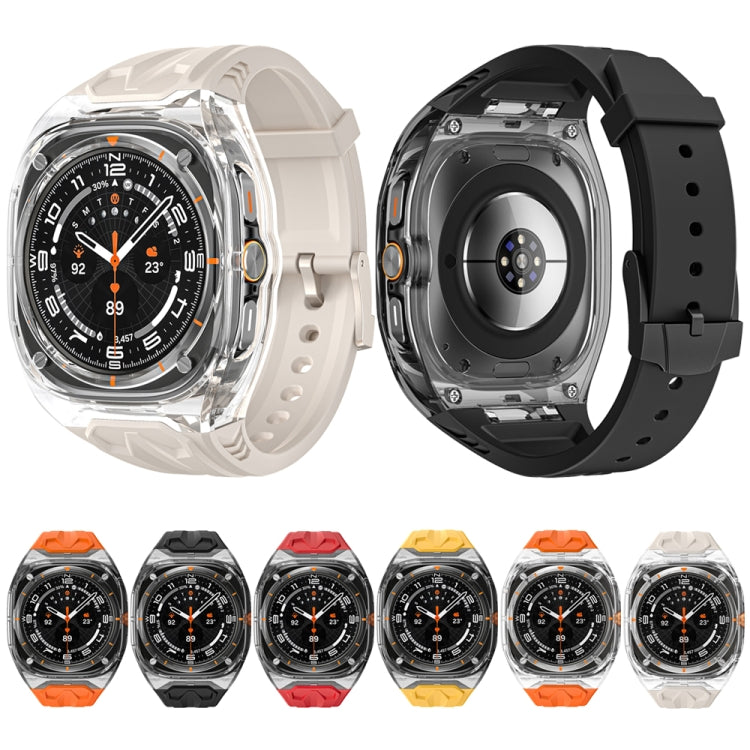 For Samsung Galaxy Watch Ultra 47mm / Ultra 2025 Modified PC Hybrid TPU Watch Case Band(Orange Clear Black)