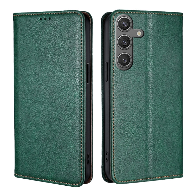 For Samsung Galaxy S25 5G Gloss Oil Solid Color Magnetic Leather Phone Case(Green)