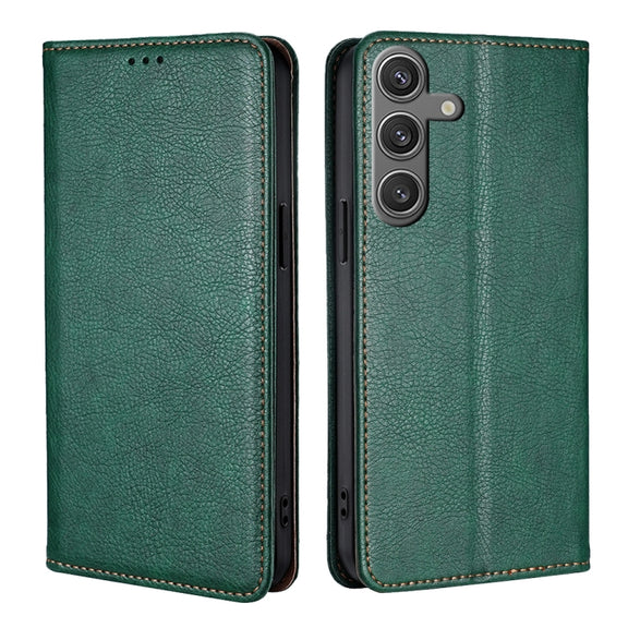 For Samsung Galaxy S25 5G Gloss Oil Solid Color Magnetic Leather Phone Case(Green)