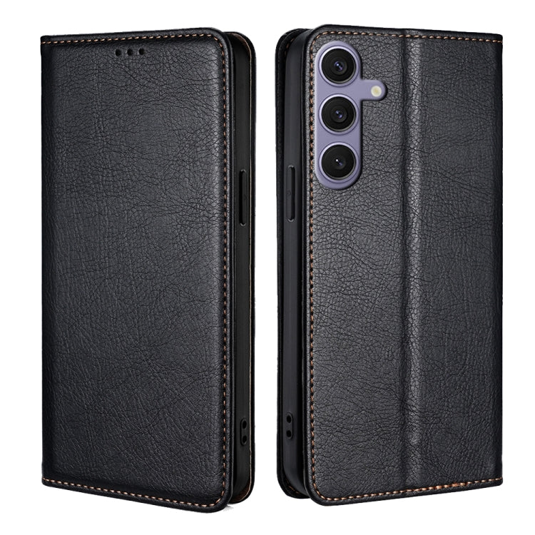 For Samsung Galaxy S25+ 5G Gloss Oil Solid Color Magnetic Leather Phone Case(Black)