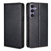 For Samsung Galaxy S25+ 5G Gloss Oil Solid Color Magnetic Leather Phone Case(Black)