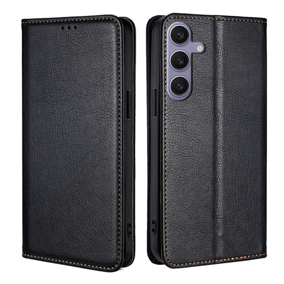 For Samsung Galaxy S25+ 5G Gloss Oil Solid Color Magnetic Leather Phone Case(Black)