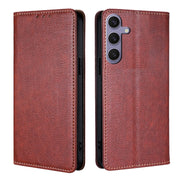 For Samsung Galaxy S25+ 5G Gloss Oil Solid Color Magnetic Leather Phone Case(Brown)