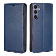 For Samsung Galaxy S25+ 5G Gloss Oil Solid Color Magnetic Leather Phone Case(Blue)