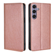 For Samsung Galaxy S25+ 5G Gloss Oil Solid Color Magnetic Leather Phone Case(Rose Gold)